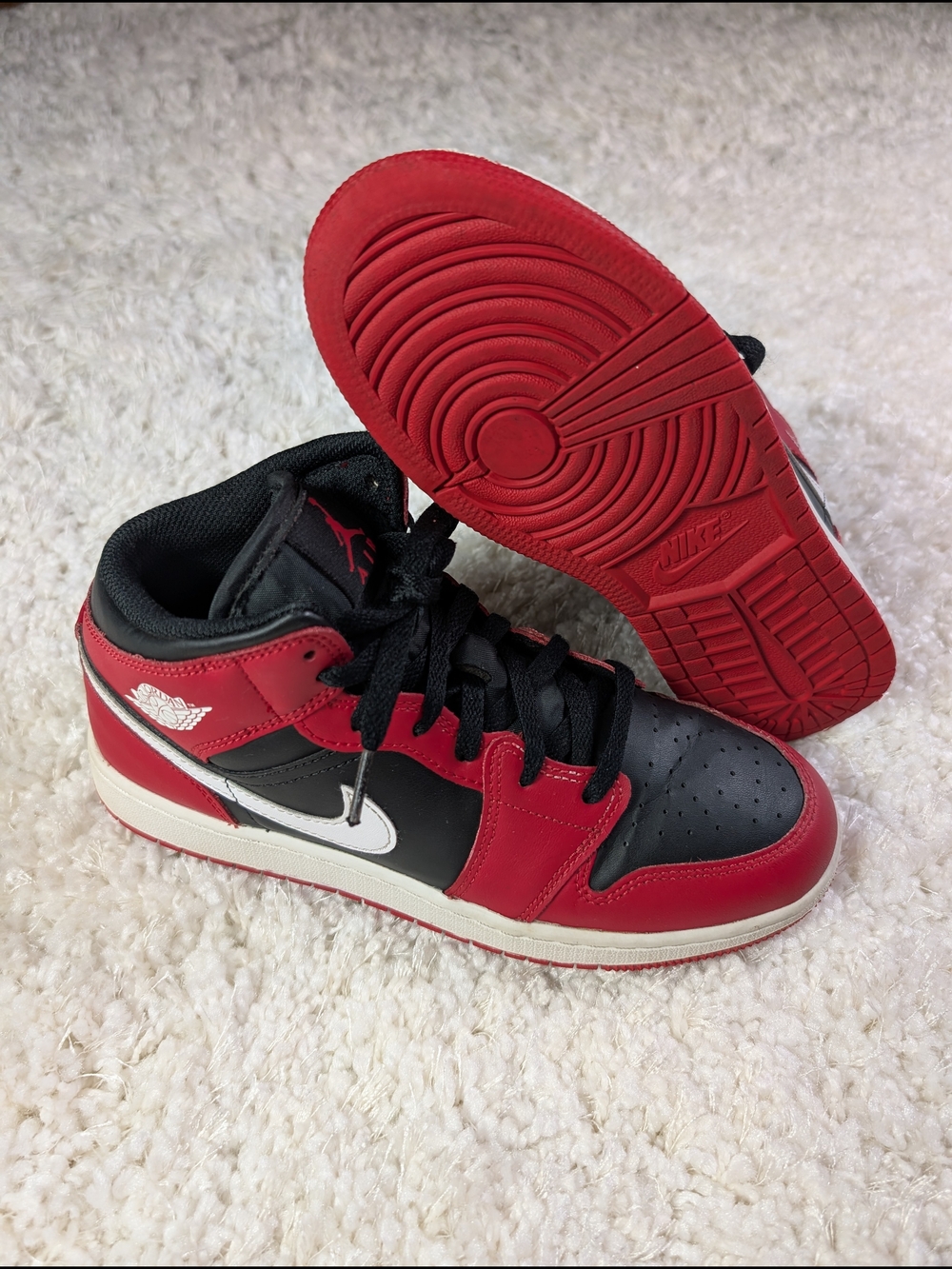 Air Jordan 1 Kids Red, Black & White High-Top Sneakers
